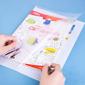  Decal bọc vở trong suốt Deli - 10 chiếc - Phù hợp với nhiều loại sách vở - EH830