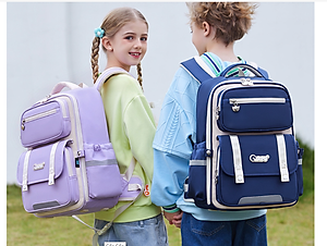 Balo học sinh cấp 1 và 2 siêu nhẹ chống gù chống nước cao cấp phong cách châu âu