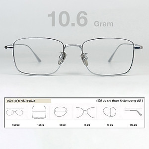 Gọng Kính Cận Giả Cận Nam Nữ Cao Cấp Titanium BLUE LIGHT, Mắt Chữ Nhật Nhỏ Dày Dặn, Nhẹ Dẻo Bạc, Đen