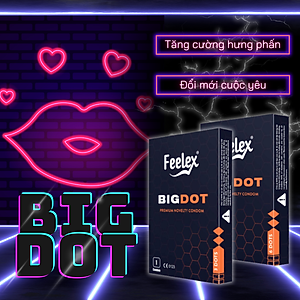 Bao cao su Feelex Bigdot gân gai bi lớn 3, 6 Bi nhiều gel bôi trơn, Hộp 1 bcs