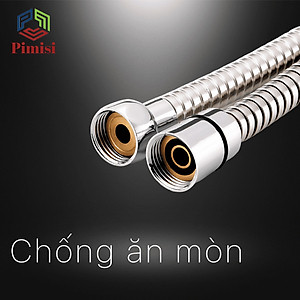 Dây vòi hoa sen tắm nóng lạnh Pimisi bằng inox 304 với đầu dây đồng thau không gỉ phù hợp với mọi sen tắm trong nhà vệ sinh dài 150cm chống xoắn - mạ xi sáng bóng - ống mềm cấp nước và dùng được cho cả vòi xịt nhà vệ sinh phòng tắm | Hàng chính hãng