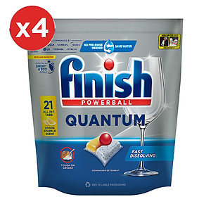 Combo 4 túi Viên Rửa Chén Bát Finish Powerball Quantum 21 viên