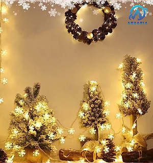 Dây Đèn LED Hoa Tuyết Trang Trí 3m 16 Bông Tuyết Cắm Điện