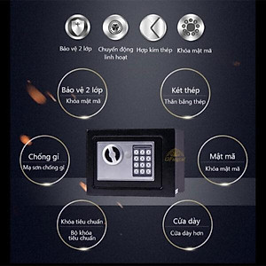 Két sắt mini có khe đút tiền chống trộm bảo mật cao, nhỏ gọn, chống cháy, có ốc vít vào tường- màu giao ngẫu nhiên