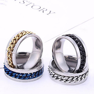 Nhẫn inox phối xích xoay nam nữ nhiều màu cao cấp thời trang thép không gỉ trangsucpt khui bia