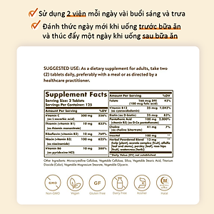 NHẬP KHẨU USA CHÍNH HÃNG - Viên uống tăng cường sức khỏe, giảm căng thẳng Solgar® B-Complex và Vitamin C Stress Formula 