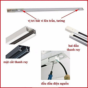 Combo 3 đèn rọi ray + 1 ray 1 mét vỏ trắng DX100 loại chuẩn