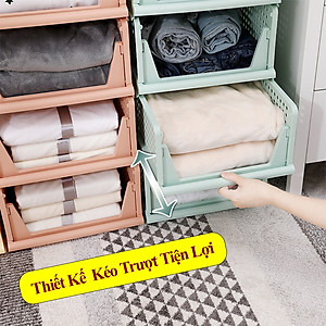 Kệ Xếp Chia Ngăn Kéo Tủ Quần Áo KUNBE Đựng Đồ Đa Năng Gấp Gọn Thông Minh