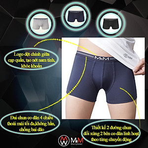Combo 3 quần lót nam Boxer sợi Organic mềm mịn thoáng mát co giãn 4 chiều MRM Manlywear ( TẶNG Đôi Tất Nam Cao Cấp Giao Ngẫu Nhiên)