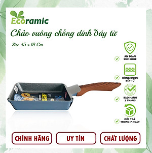 Chảo Vuông Vân Đá Đáy Từ Ecoramic Chính Hãng Cao Cấp, Chống Dính, Siêu Bền