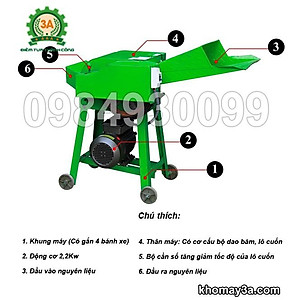 Máy băm cỏ voi, thân cây ngô 3A2,2Kw - Hàng chính hãng