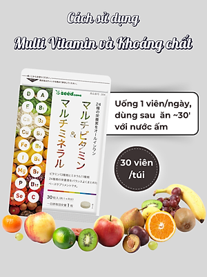Combo Viên Uống Bổ Sung Vitamin C, E, D, B Vitamin Tổng Hợp Và Khoáng Chất Seedcoms Nhật Bản