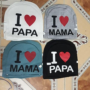 Mua Mũ cotton I love papa mama cho bé sơ sinh Mua Mũ cotton I love papa mama cho bé sơ sinh