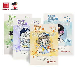 Vở Hồng Hà 72 trang kẻ ngang 7mm gáy ghim Sao mai Live Music 1693 định lượng 55 - 57gsm độ trắng 84% ISO Khổ vở 170 x 240mm (khổ nhỏ)