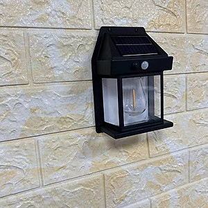 Đèn năng lượng mặt trời cảm biến ánh sáng tự động bật tắt, đèn mặt trời cảm biến hồng ngoại trang trí sân vườn 3 chế độ, ánh sáng vàng-BK888