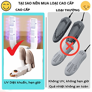 Máy Sấy Và Khử Trùng Giày có hẹn giờ Cao Cấp Làm Khô Siêu Nhanh - Loại Bỏ Khử Mùi Hôi Và Vi Khuẩn, Kiểu Dáng Nhỏ Gọn, Dễ Sử Dụng Máy Sấy Giày Dép Tất Găng Tay Mũ Bảo Hiểm Khử Khuẩn Bằng Tia UV An Toàn Tiện Dụng Thông Minh
