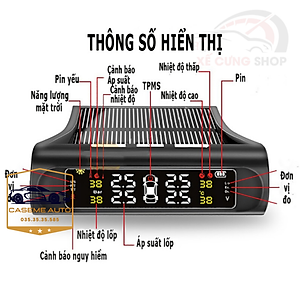 Cảm Biến Áp Suất Lốp TPMS Van Ngoài Có Cảnh Báo Giọng Nói Tiếng Việt - Năng Lượng Mặt Trời, Không Dây, Màn Hình LCD - Hàng Chính Hãng