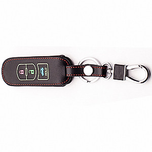 Cho xe Mazda, bao da chìa khóa 2 nút dạ quang kiêm móc khóa chất liệu da, Inox MIHOCO Mazda 2N, Hàng chính hãng