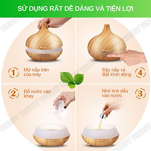 Máy xông tinh dầu VINBUY bầu tiên, máy phun sương tạo ẩm, máy xông tinh dầu phòng ngủ, spa, tự động, chuyên dụng phòng lớn led 07 màu - Hàng chính hãng