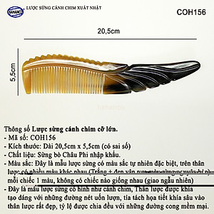 Lược sừng thân cánh chim (Size: XXL - 24cm) COH156 - Mẫu cao cấp màu sắc đẹp - Chăm sóc tóc