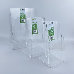 Khay đựng giấy, Hộc đựng tờ rơi, Kệ mica nhiều giấy 2 ngăn Enter C05 150x210mm A5 đứng 2mm