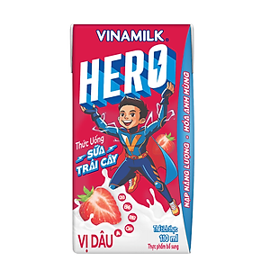Thức uống sữa trái cây vị dâu Vinamilk Hero - Thùng 48 hộp 110ml
