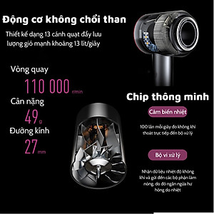 Máy sấy tóc công suất cao 1600W, máy sấy tóc ion âm, có chế độ sấy lạnh, kèm 5 đầu sấy tạo kiểu, BH 12 tháng - Hàng chính hãng