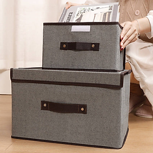 Bộ 2 Hộp Vải Đựng Đồ Đa Năng HQ3 Có Nắp Đậy, Set 2 Tủ Vải Đựng Đồ Có Quai Xách, Chính hãng