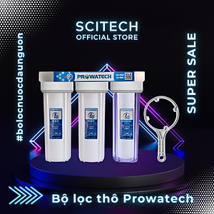 Bộ lọc nước sinh hoạt, bộ ba lọc thô 10 inch Prowatech by Scitech (3 cấp lọc) - Hàng chính hãng