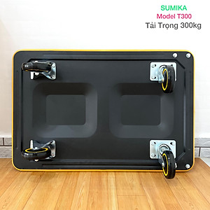 Xe đẩy hàng 4 bánh SUMIKA T300 - Khung thép, tay cầm gấp mở tiện lợi, tải trọng 300kg