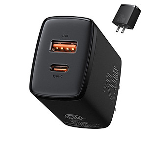 Cốc sạc siêu nhỏ gọn 20W Baseus Compact Quick Charger (USB + Type C, công suất 20W) - Hàng Chính Hãng 