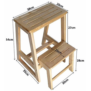 Ghế bậc thang 2 tầng gấp gọn tiện lợi bằng gỗ caosu siêu bền Đức Thành, ghế thang thắp hương, lấy đồ, sửa đồ trên cao dễ dàng, ghế thang gấp gọn bằng gỗ