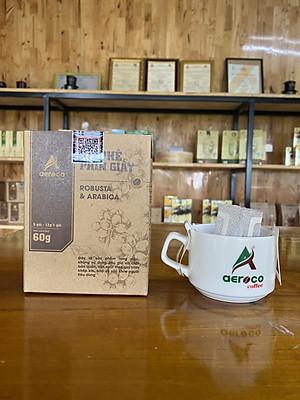 [05 túi lọc*12gr] Cà phê phin giấy AEROCO, hộp 60g, nguyên chất 100% rang mộc hậu vị ngọt thơm quyến rũ