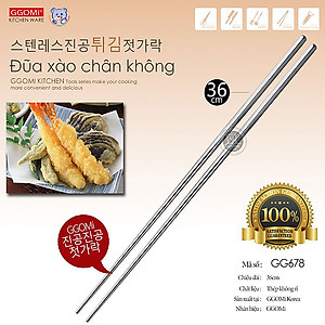 Đũa dài inox GGOMi Hàn Quốc GG678 36cm xào nấu thực phẩm, được hút chân không siêu nhẹ