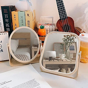 Gương Trang Điểm Để Bàn, Gương Soi Di Động Dòng Thấp Hai Mặt Xoay 360 Độ Gương Trang Điểm Để Bàn 2 Mặt Xoay Chất Liệu Lúa Mạch Bền Chắc