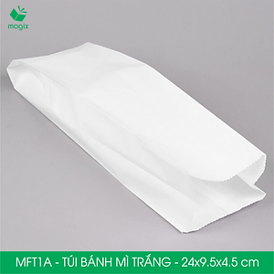 MFT1A - 24x9.5x4.5 cm - 100 Túi giấy bánh mì trắng