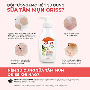 Sữa Tắm Giảm Mụn Lưng Oriss Giúp Giảm Thâm Mụn, Viêm Nang Lông Chai 300ml