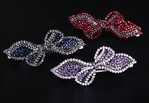 Kẹp tóc nửa sau - Kẹp tóc đính đá hình nơ chiếc lá - Kẹp tóc đính đá sang trọng nhiều màu lựa chọn