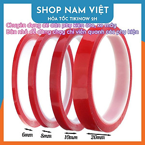 Băng Keo 2 Mặt Nano Đỏ Cường Lực Trong Suốt Siêu Dính, Chịu Nhiệt, Chống Nước