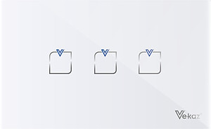 Công tắc cảm ứng thông minh 3 kênh (3 nút) Vekaz - Chính hãng - HCN kiểu ngang