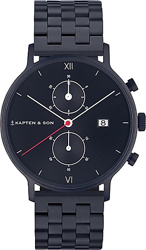Mua Đồng Hồ Unisex Dây Kim Lọai Kapten Son Chrono Black Midnight