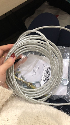 Dây phơi quần áo Phi 5mm Dài 3m, Tặng 2 khóa cáp, 1 tăng đơ, 2 nở móc