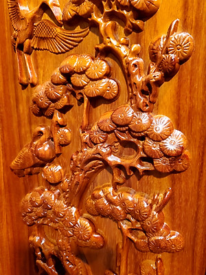 TRANH GỖ HƯƠNG ĐỤC NỔI TỨ QUÝ - TÙNG CÚC TRÚC MAI