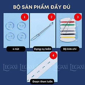 Bộ may vá thu nhỏ thắt lưng, thu hẹp eo quần jean kaki quần lưng thun kim chỉ nút dụng cụ luồn chun Legaxi