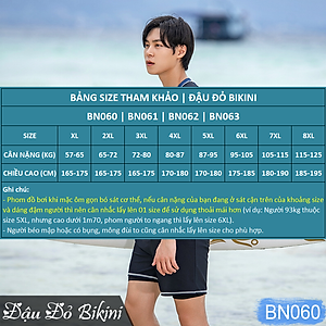 Bộ bơi nam cao cấp, có cỡ big size tới 125kg cho người mập béo, dáng áo bơi cộc tay, quần 2 lớp phom rộng rãi, quần áo bơi size đại cho nam | BN060