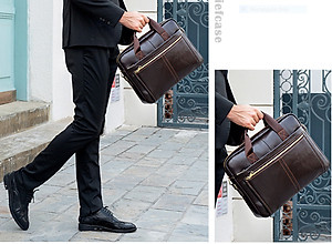 Túi xách nam da bò thật cao cấp phong cách mới 15,6"