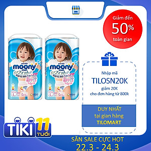 Combo 2 Gói Tã Quần Cao Cấp Moony Nhật Bản Bé Gái L44 (44 Miếng)