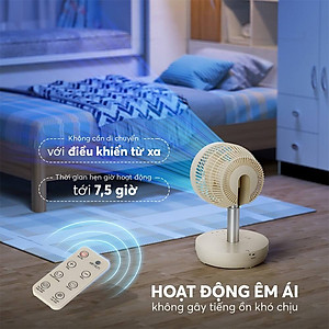 Quạt sạc tuần hoàn không khí Elmich CFE-8786, dung lượng pin lớn, hoạt động liên tục tới 10h, tạo nên luồng gió mạnh,  di chuyển linh hoạt 90° theo chiều ngang tạo luồng gió đa chiều, làm mát nhanh, dễ chịu - Hàng chính hãng
