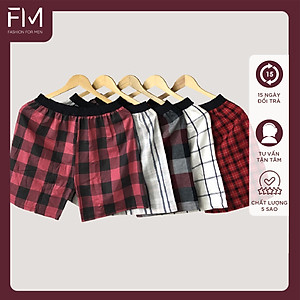Bộ 4 quần đùi nam, quần short mặc nhà kate caro nhiều màu , mềm mịn  - FORMEN SHOP- FMTT002