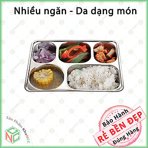 (Bền Bỉ) Khay Cơm Inox 5 Ngăn Tiện Dụng KhoNCC Hàng Chính Hãng - Chống Gỉ An Toàn Sạch Sẽ - Không Vỡ Phù Hợp Cho Cả Trẻ - KLM-KCI5N
